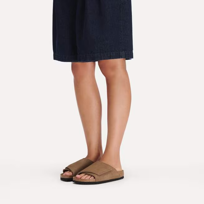 SOLANA suede sandals worn with denim